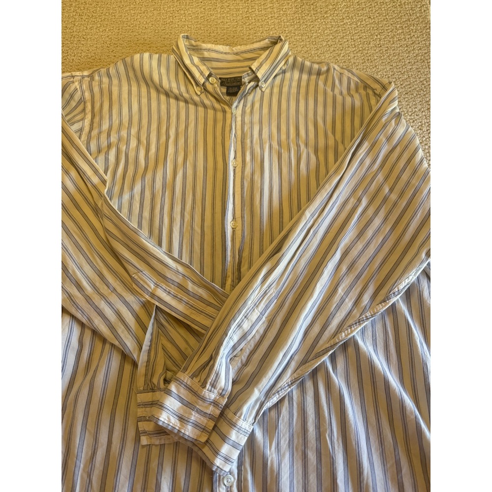 Polo Jeans Co Ralph Lauren Blue White Striped Shirt Mens XL Vintage Cotton